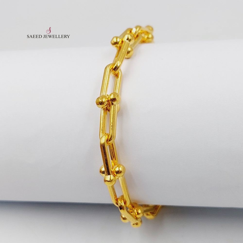 21K Gold Paperclip Bracelet by Saeed Jewelry - Image 2