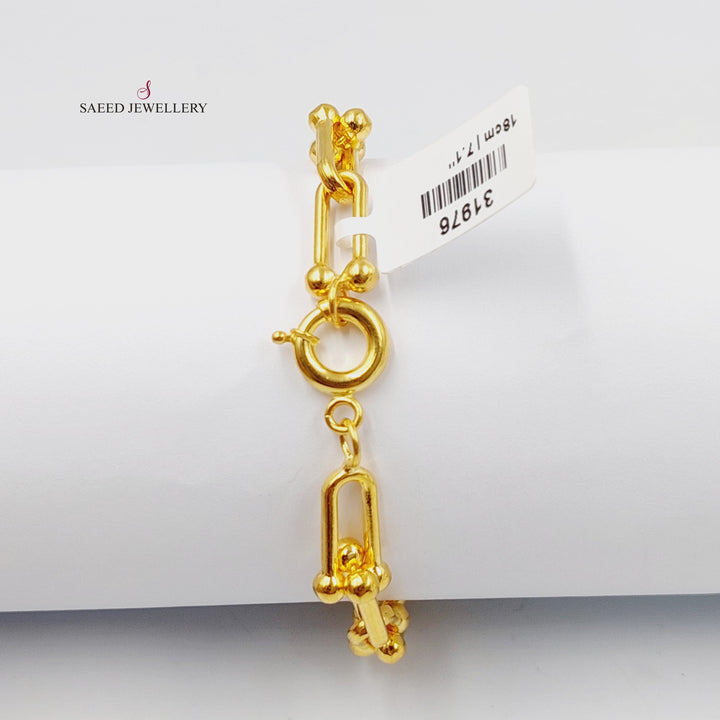 21K Gold Paperclip Bracelet by Saeed Jewelry - Image 4