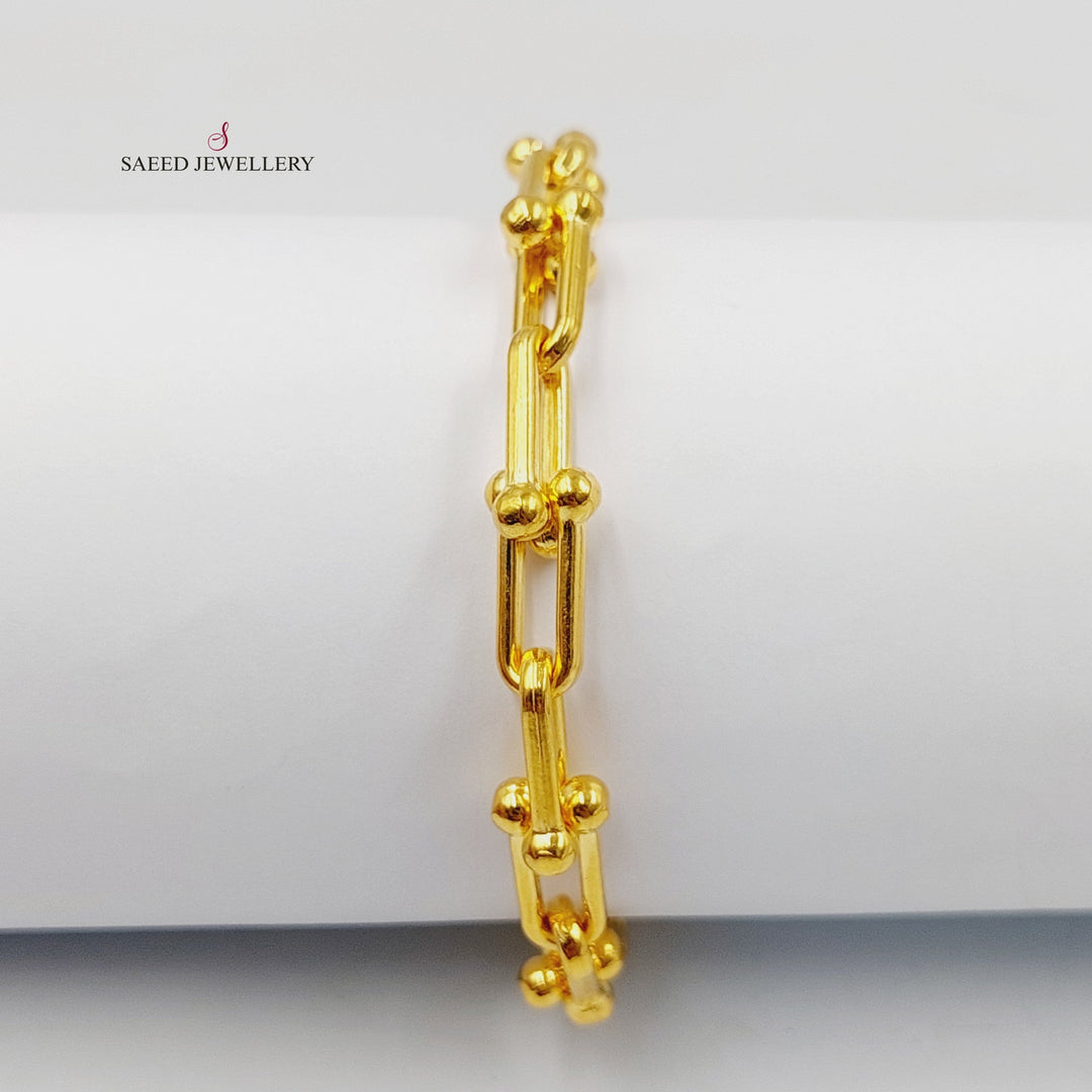 21K Gold Paperclip Bracelet by Saeed Jewelry - Image 3