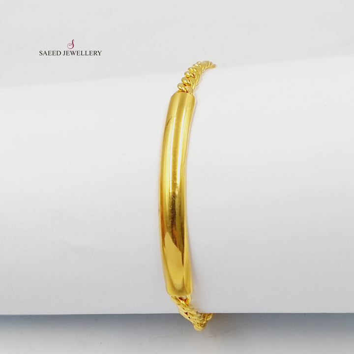 21K Gold Plain Bar Bracelet by Saeed Jewelry - Image 3