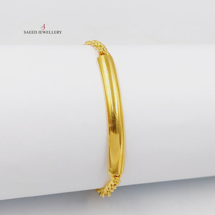 21K Gold Plain Bar Bracelet by Saeed Jewelry - Image 5