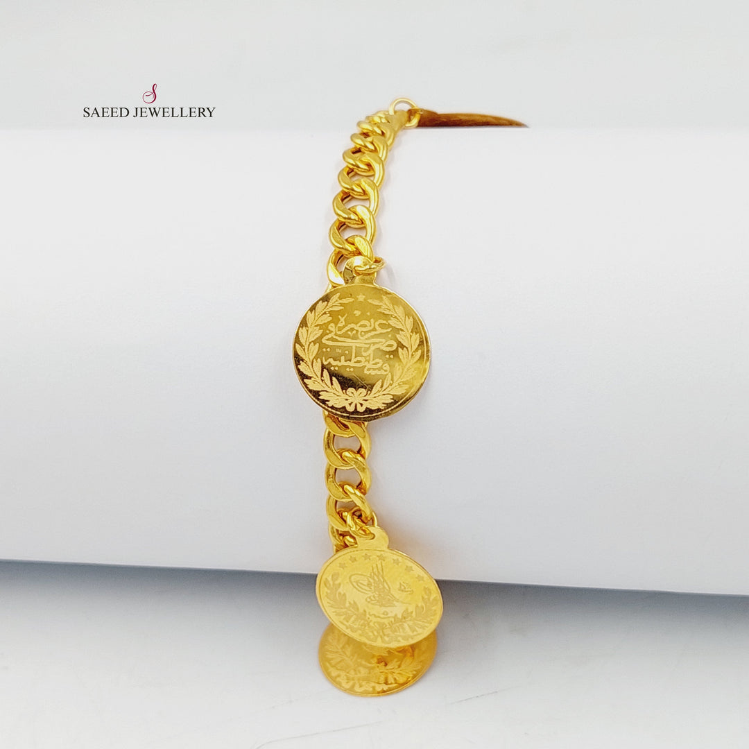 21K Gold Rashadi Liras Dandash Bracelet by Saeed Jewelry - Image 3