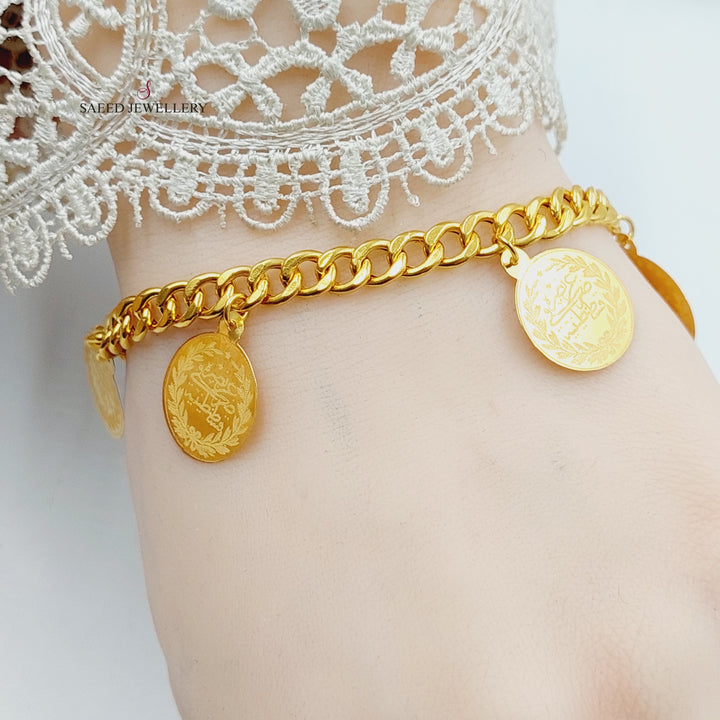 21K Gold Rashadi Liras Dandash Bracelet by Saeed Jewelry - Image 6