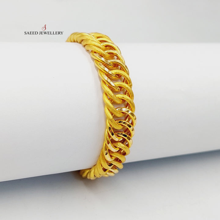 21K Gold Thin Cuban Links Bracelet by Saeed Jewelry - Image 3