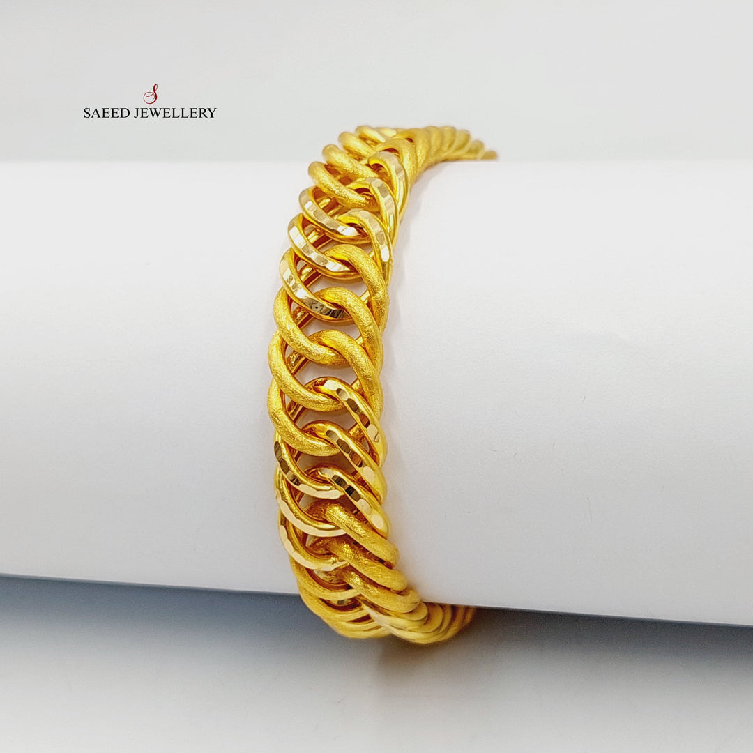 21K Gold Thin Cuban Links Bracelet by Saeed Jewelry - Image 4