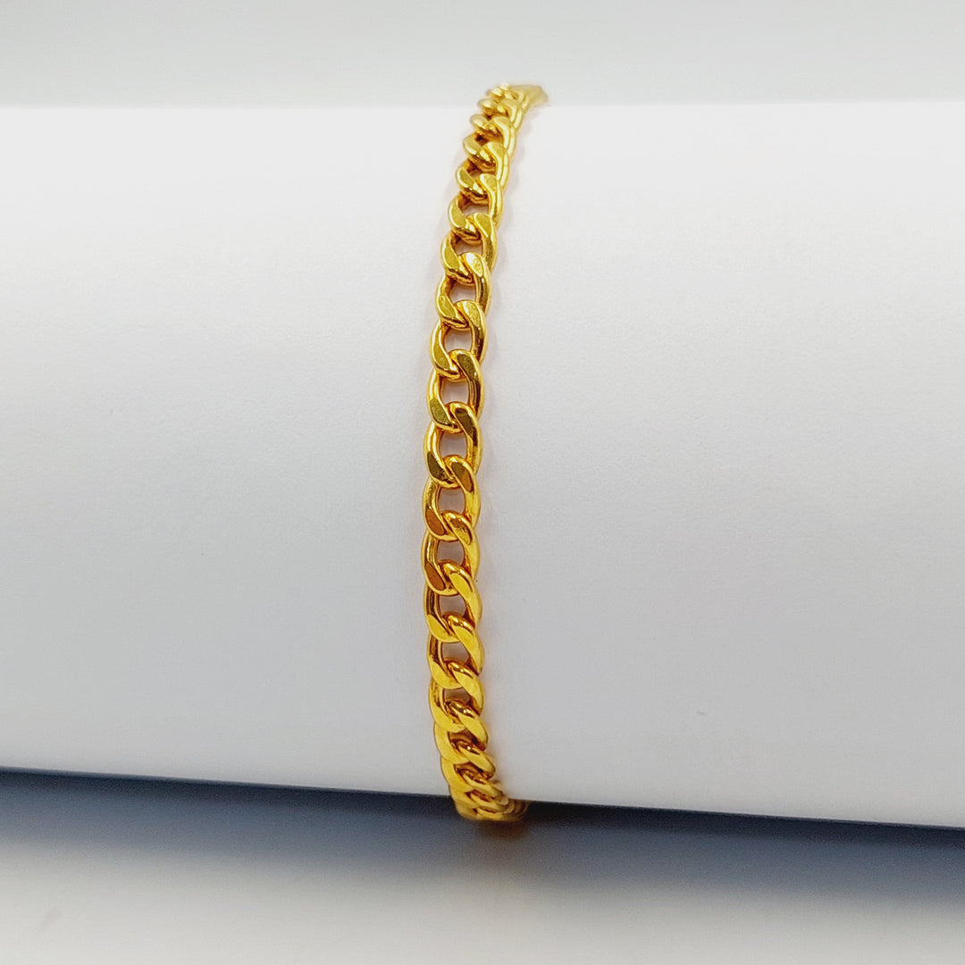 21K Gold Thin Cuban Links Bracelet by Saeed Jewelry - Image 4