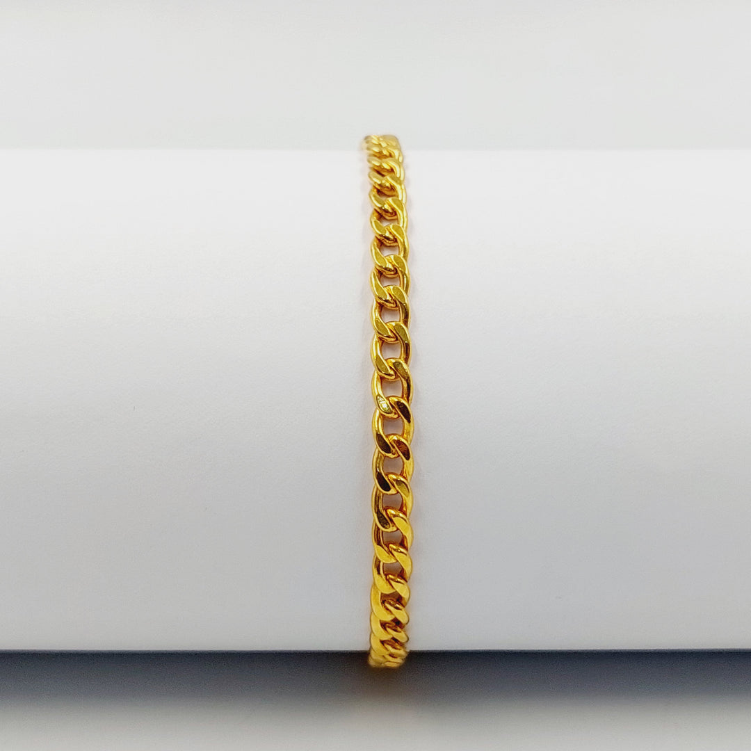 21K Gold Thin Cuban Links Bracelet by Saeed Jewelry - Image 1