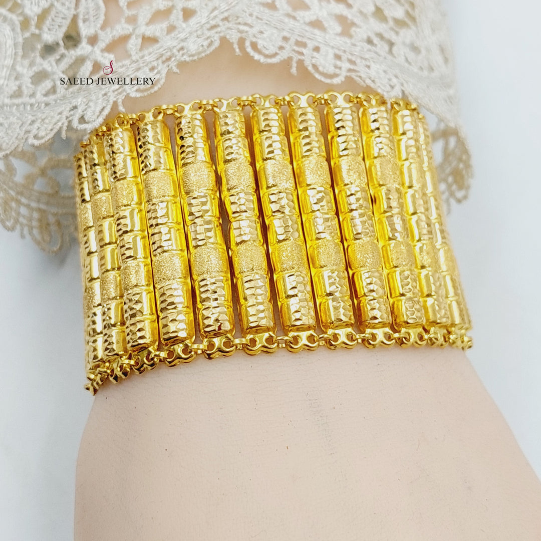 21K Gold Wide Carpet Bracelet by Saeed Jewelry - Image 6