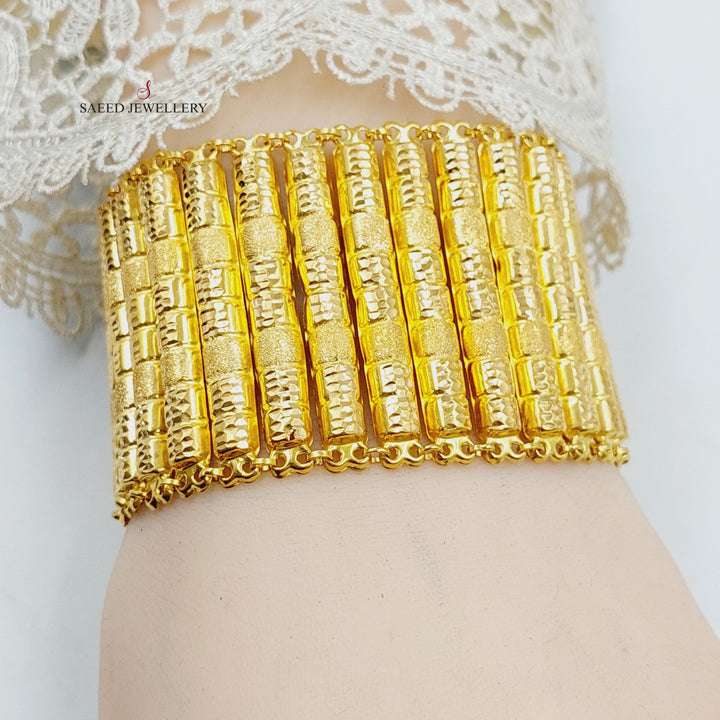 21K Gold Wide Carpet Bracelet by Saeed Jewelry - Image 6