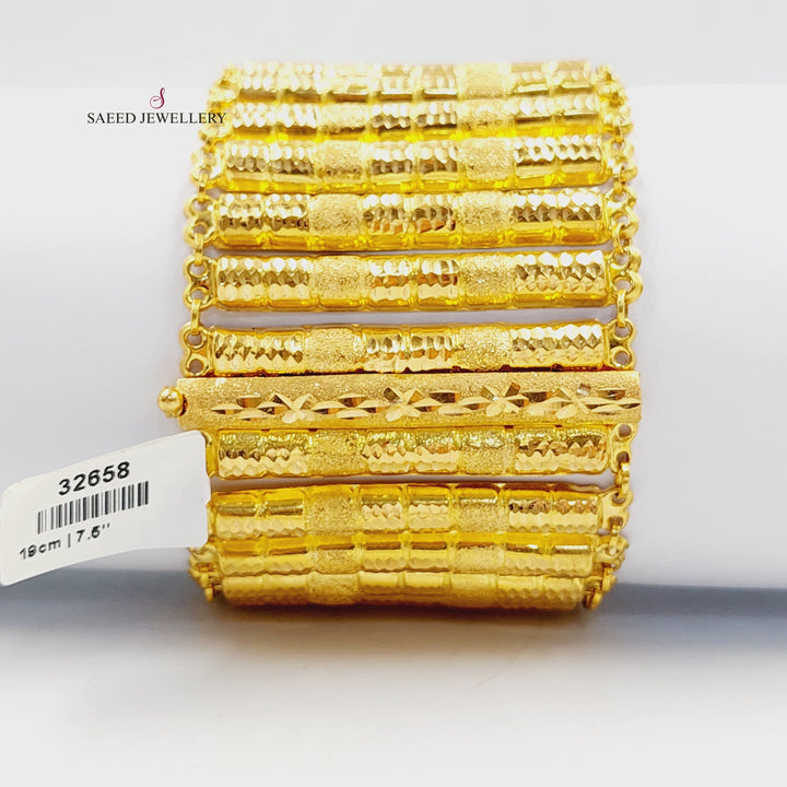 21K Gold Wide Carpet Bracelet by Saeed Jewelry - Image 5