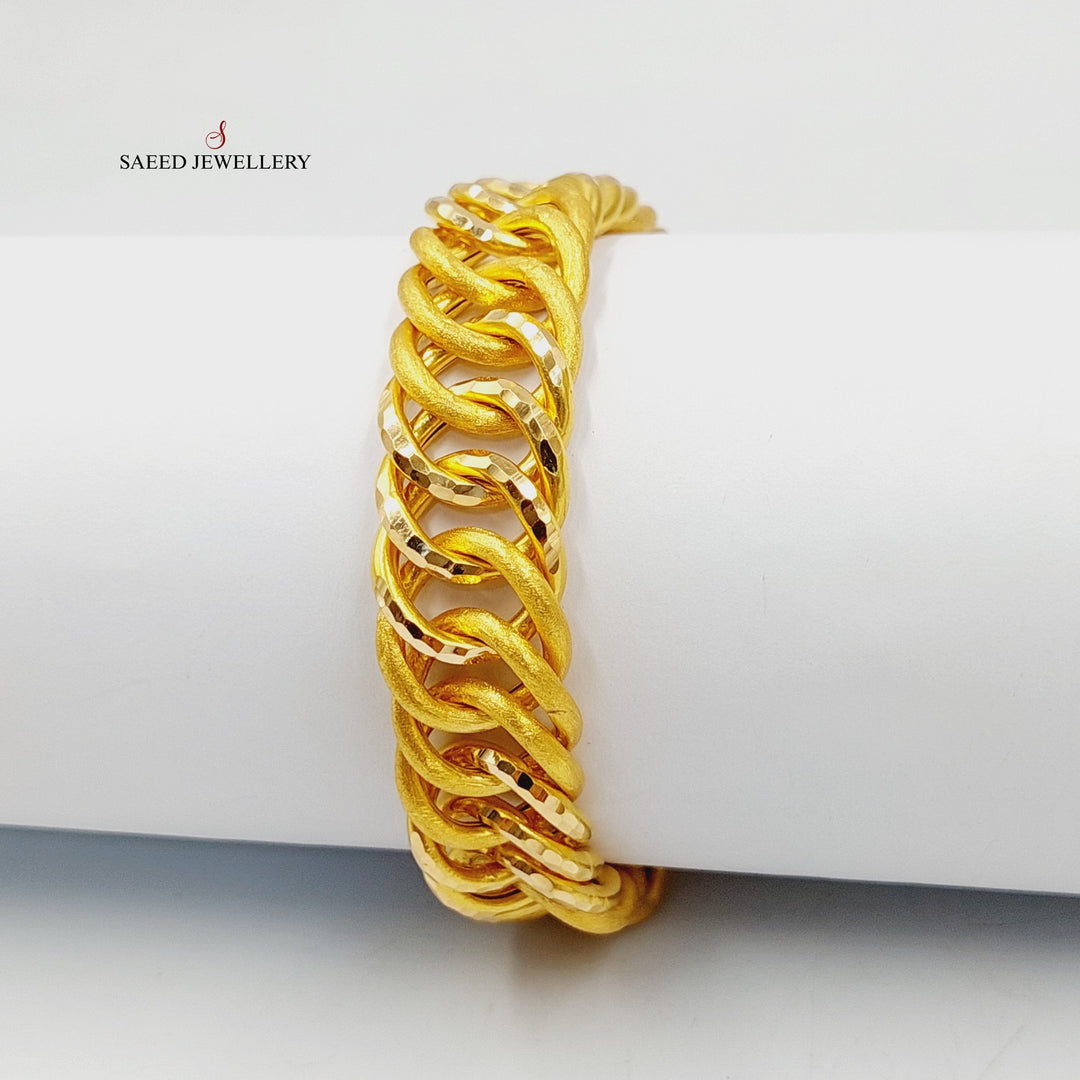 21K Gold Wide Cuban Links Bracelet by Saeed Jewelry - Image 2