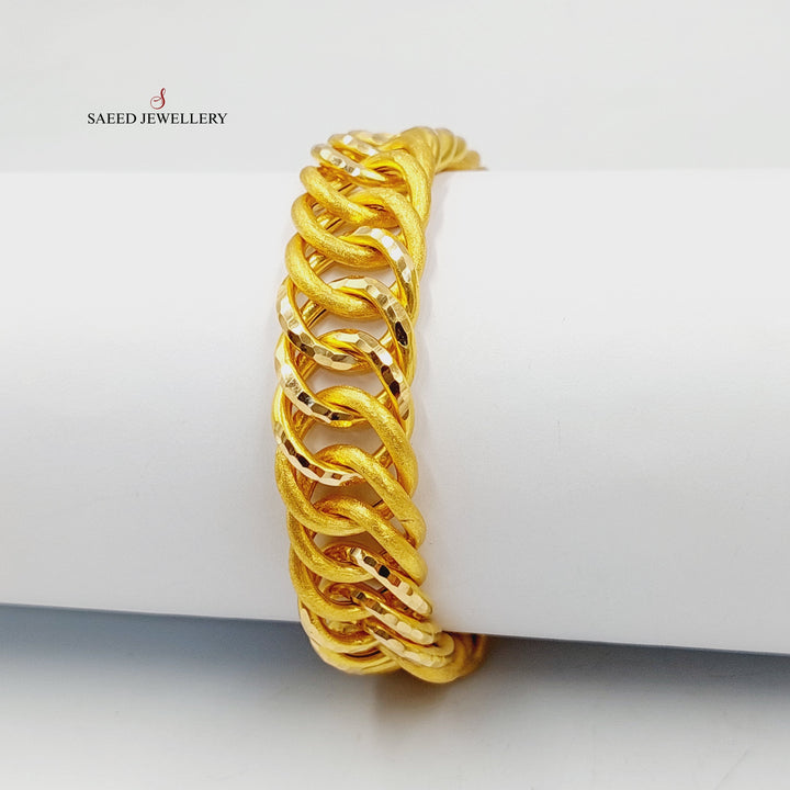 21K Gold Wide Cuban Links Bracelet by Saeed Jewelry - Image 2