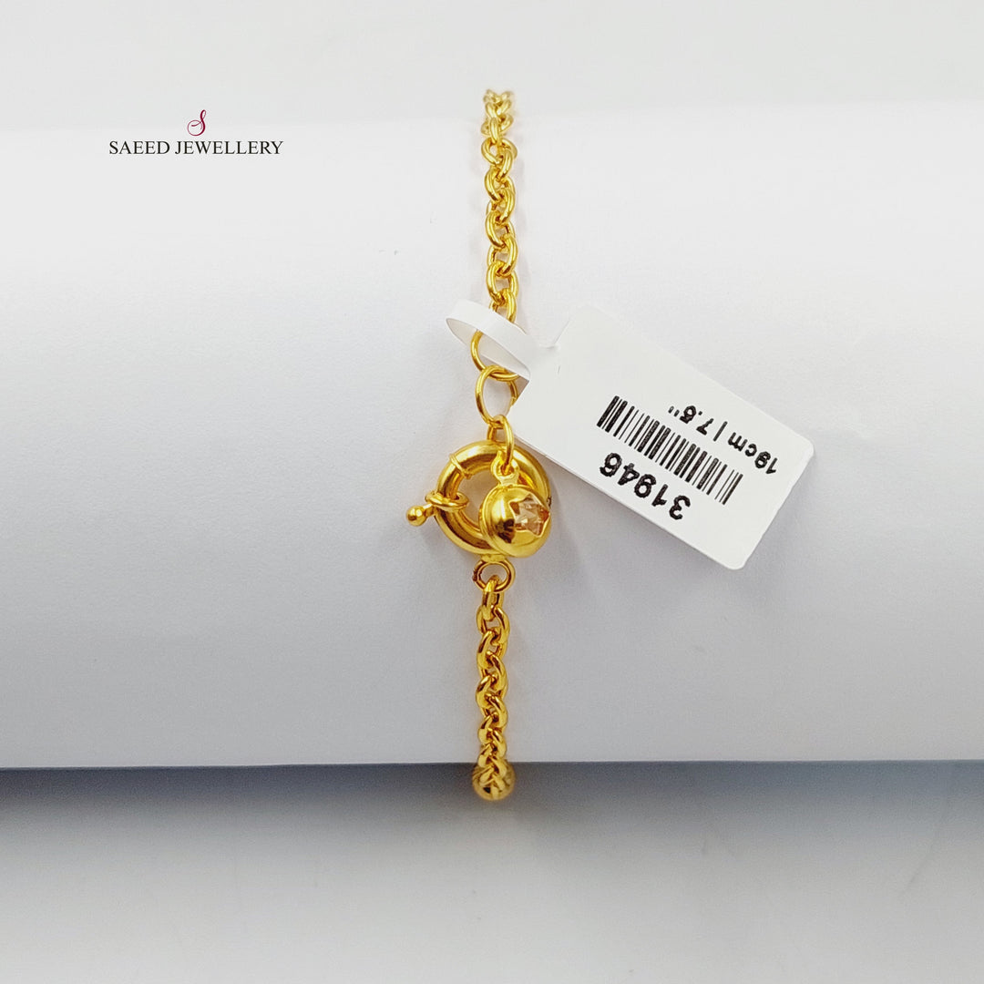 21K Gold Zircon Studded Heart Bracelet by Saeed Jewelry - Image 5