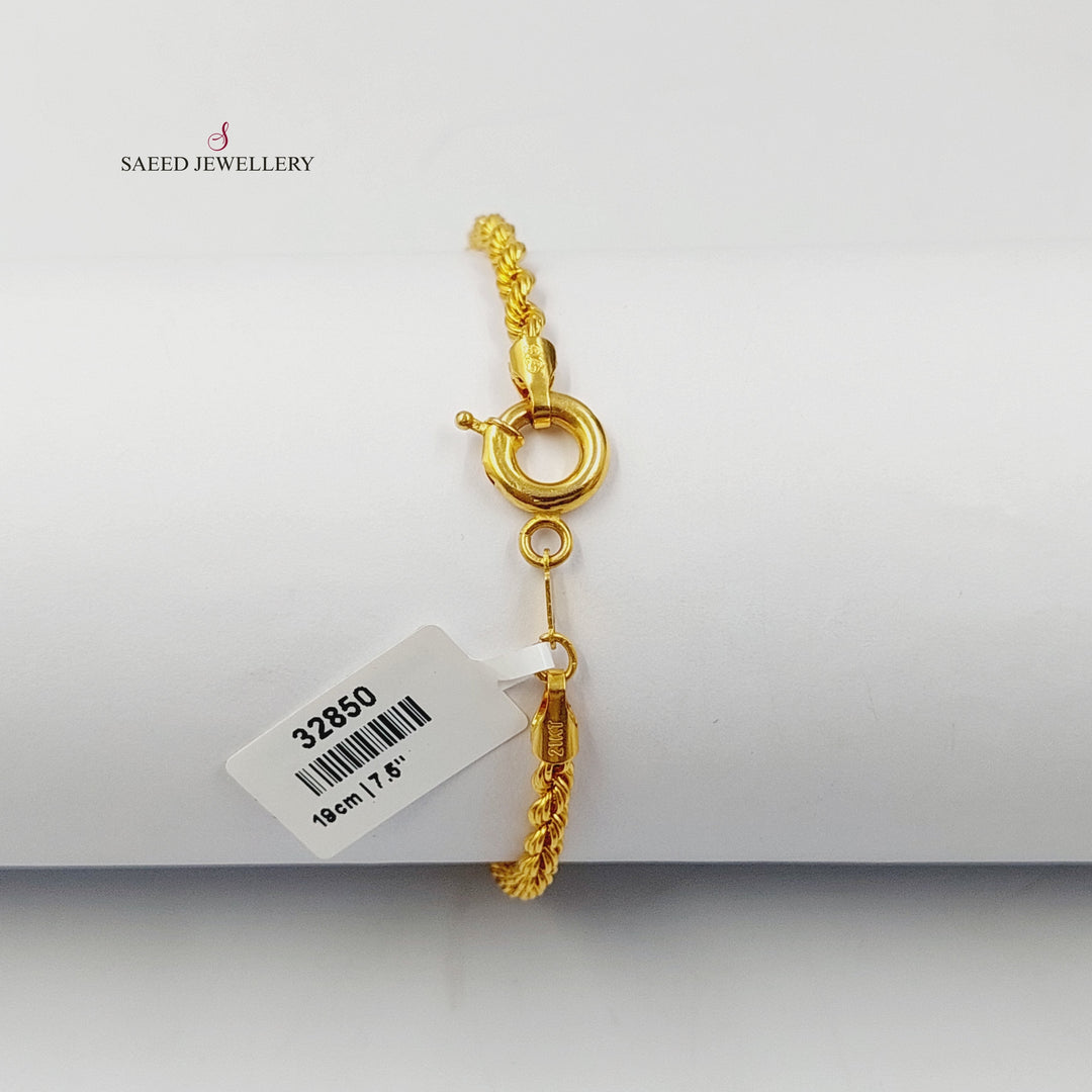 21K Gold Zircon Studded Rope Bracelet by Saeed Jewelry - Image 4