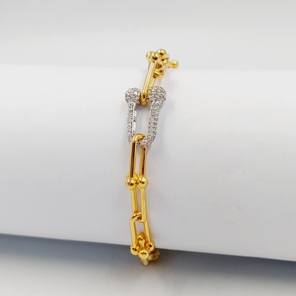 21K Gold Zircon Studded Paperclip Bracelet by Saeed Jewelry - Image 2