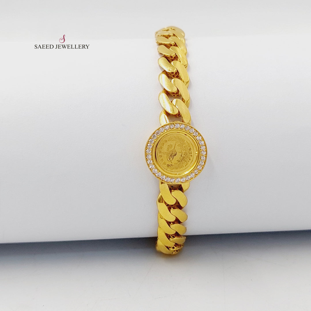 21K Gold Zircon Studded Cuban Links Bracelet by Saeed Jewelry - Image 2