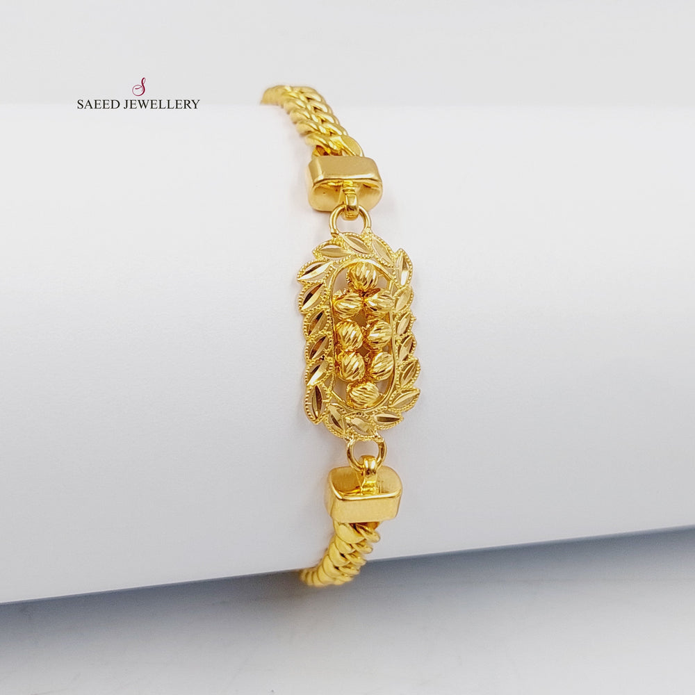 21K Gold Balls Leaf Bracelet by Saeed Jewelry - Image 2