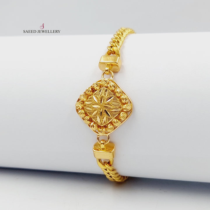 21K Gold Balls Leaf Bracelet by Saeed Jewelry - Image 3