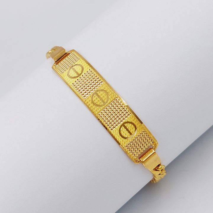 21K Gold Bar CNC Bracelet by Saeed Jewelry - Image 3