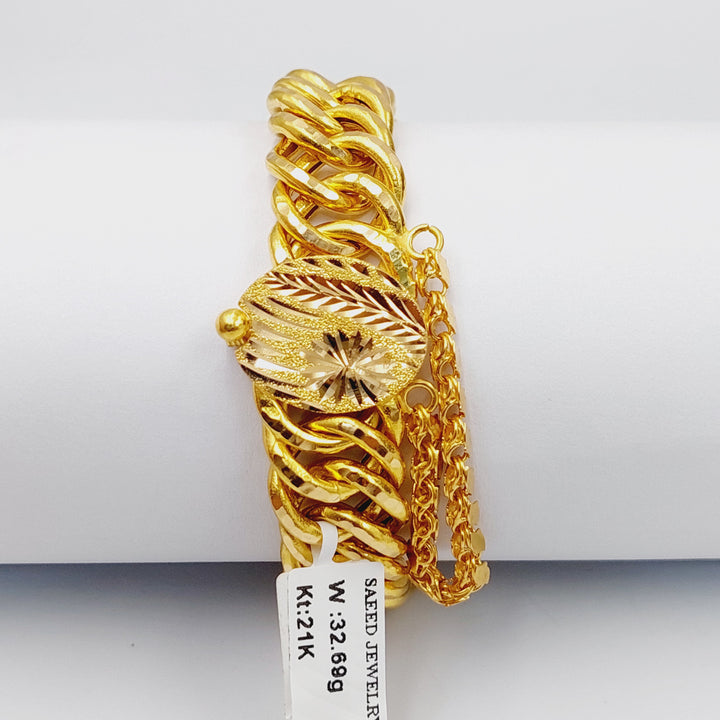 21K Gold Cuban Links Bracelet by Saeed Jewelry - Image 4