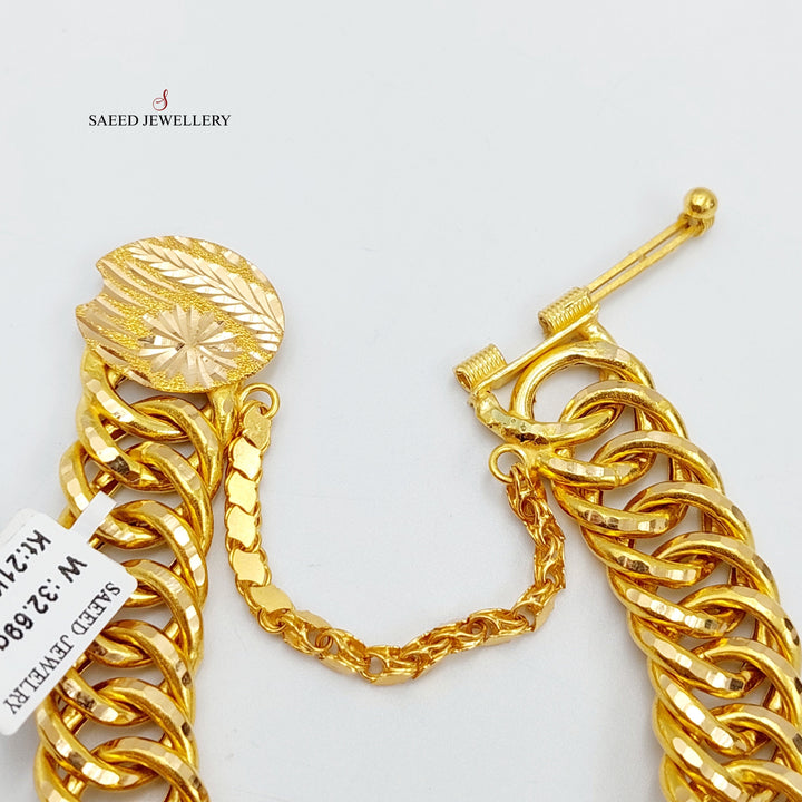 21K Gold Cuban Links Bracelet by Saeed Jewelry - Image 3