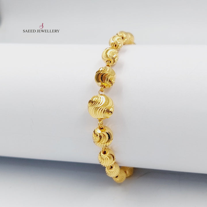 21K Gold Deluxe Balls Bracelet by Saeed Jewelry - Image 3