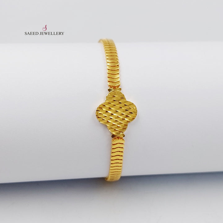 21K Gold Deluxe CLOVER Bracelet by Saeed Jewelry - Image 1