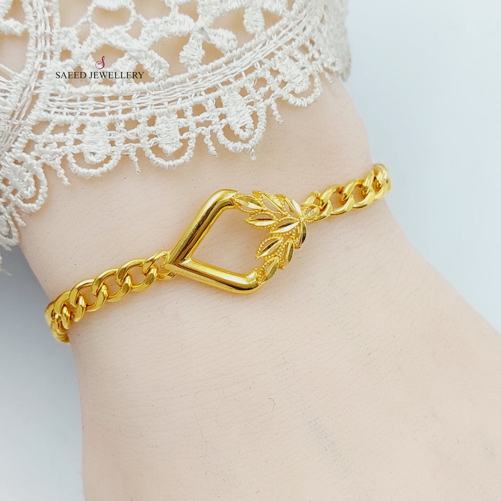 21K Gold Deluxe Leaf Bracelet by Saeed Jewelry - Image 2