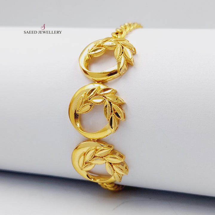 21K Gold Deluxe Leaf Bracelet by Saeed Jewelry - Image 1