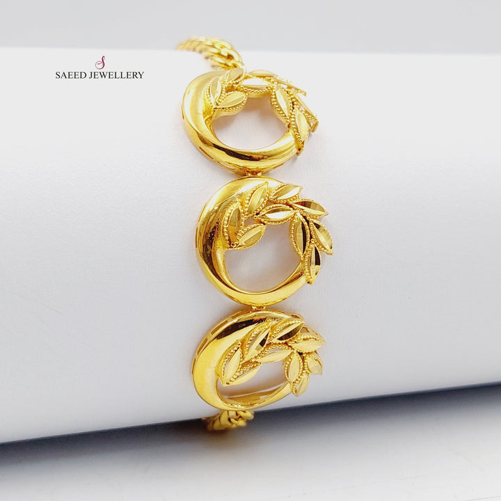 21K Gold Deluxe Leaf Bracelet by Saeed Jewelry - Image 4