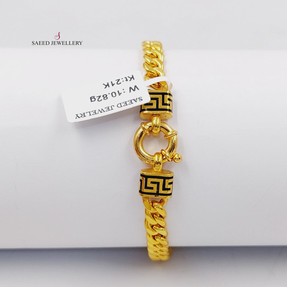 21K Gold Enameled Cuban Links Bracelet by Saeed Jewelry - Image 2