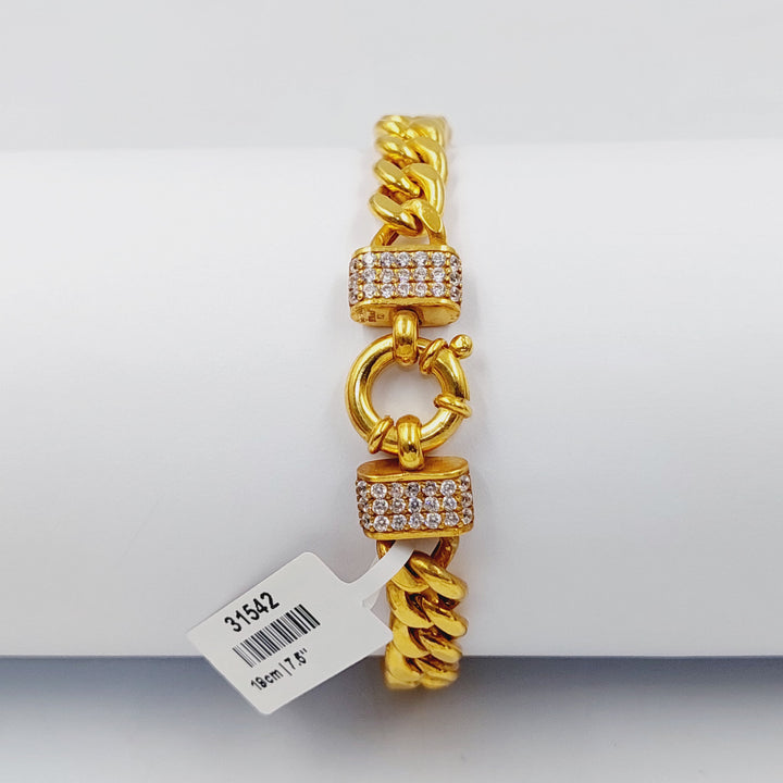 21K Gold Enameled & Zircon Studded Cuban Links Bracelet by Saeed Jewelry - Image 4