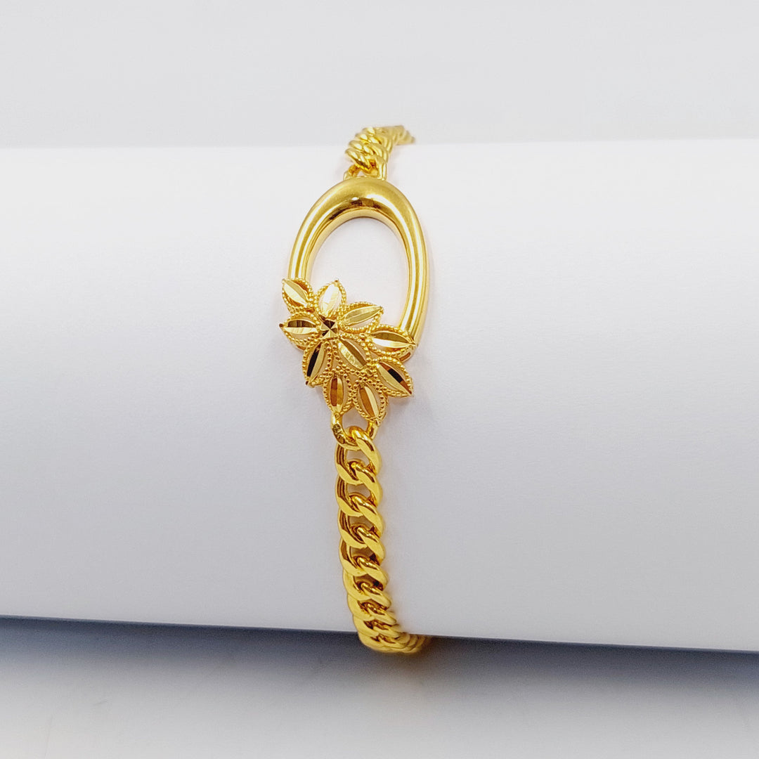 21K Gold Leaf Cuban Links Bracelet by Saeed Jewelry - Image 3