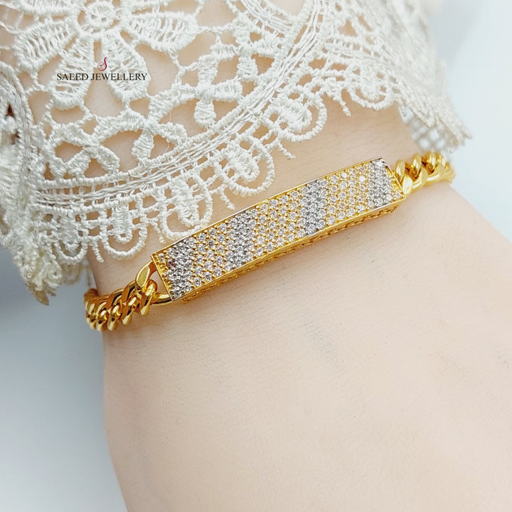 21K Gold Zircon Studded Bar Bracelet by Saeed Jewelry - Image 5