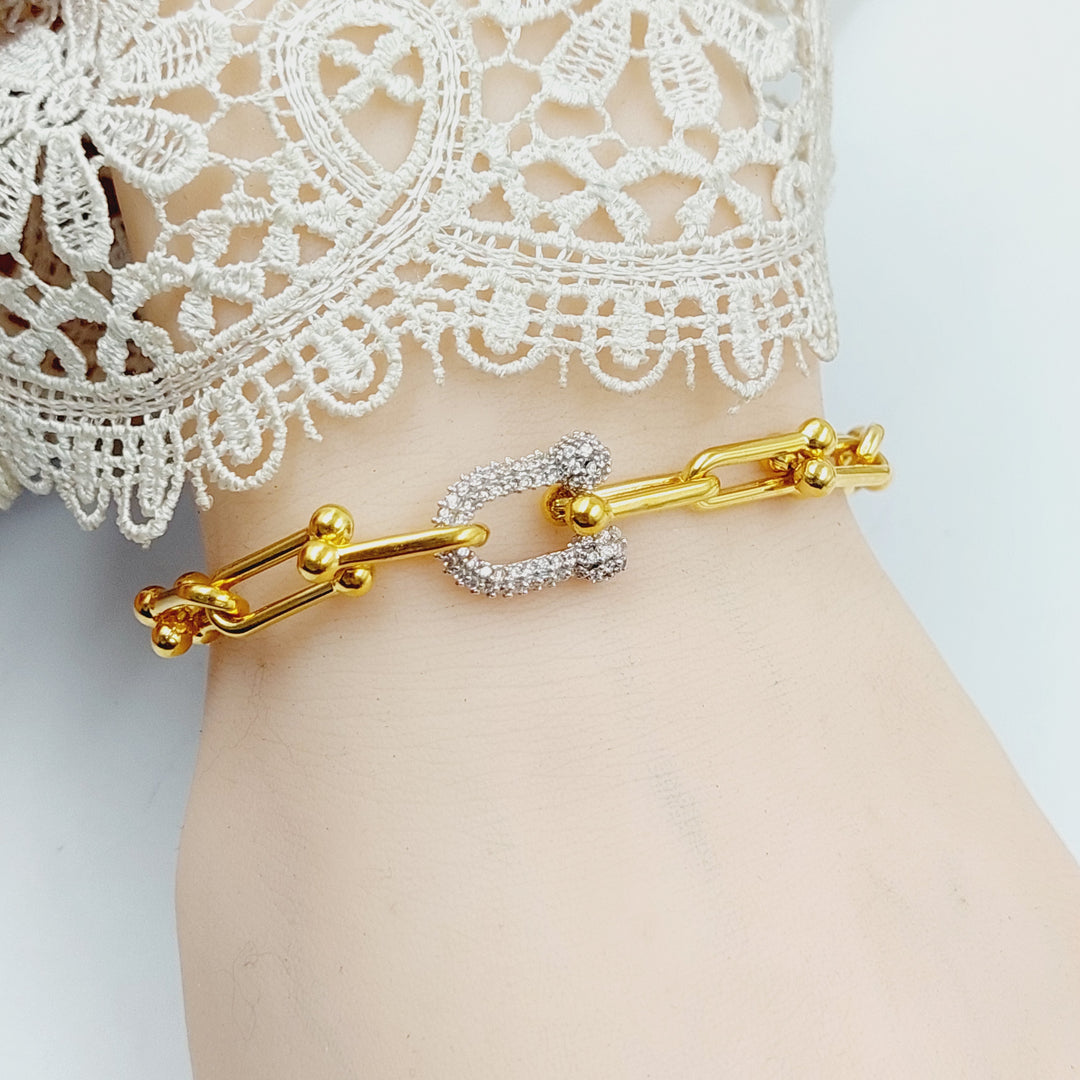 21K Gold Zircon Studded Paperclip Bracelet by Saeed Jewelry - Image 6