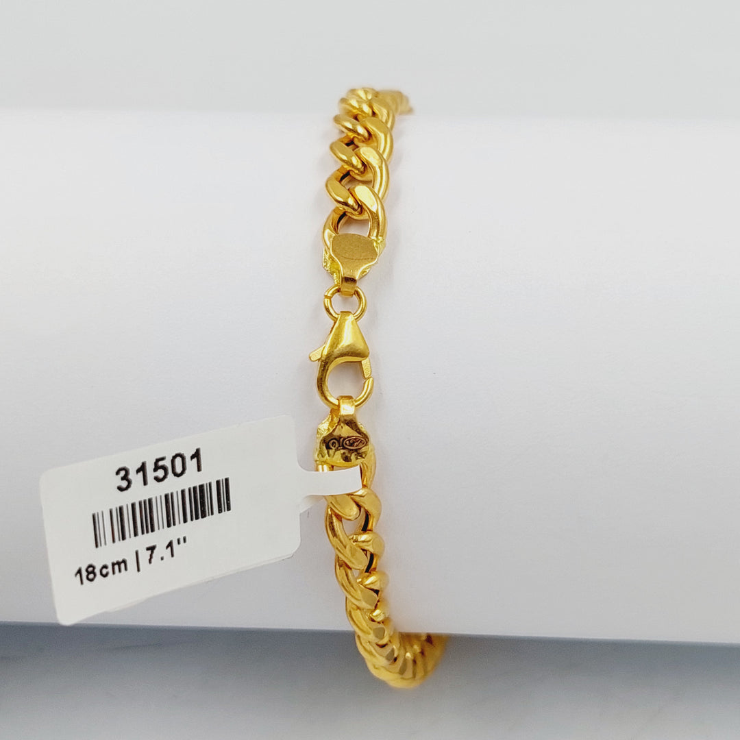 21K Gold Zircon Studded Bar Bracelet by Saeed Jewelry - Image 3