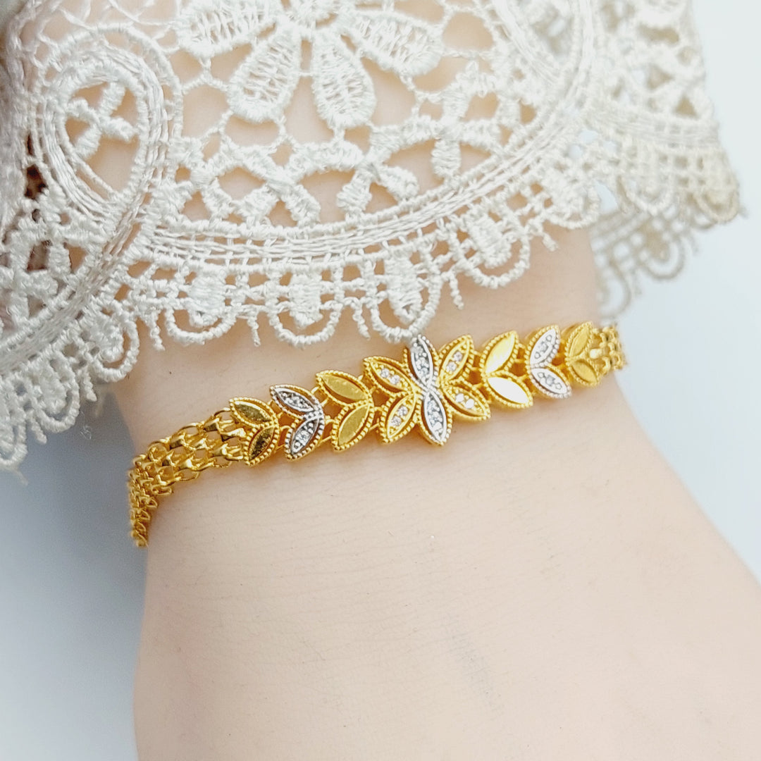 21K Gold Zircon Studded Leaf Bracelet by Saeed Jewelry - Image 5