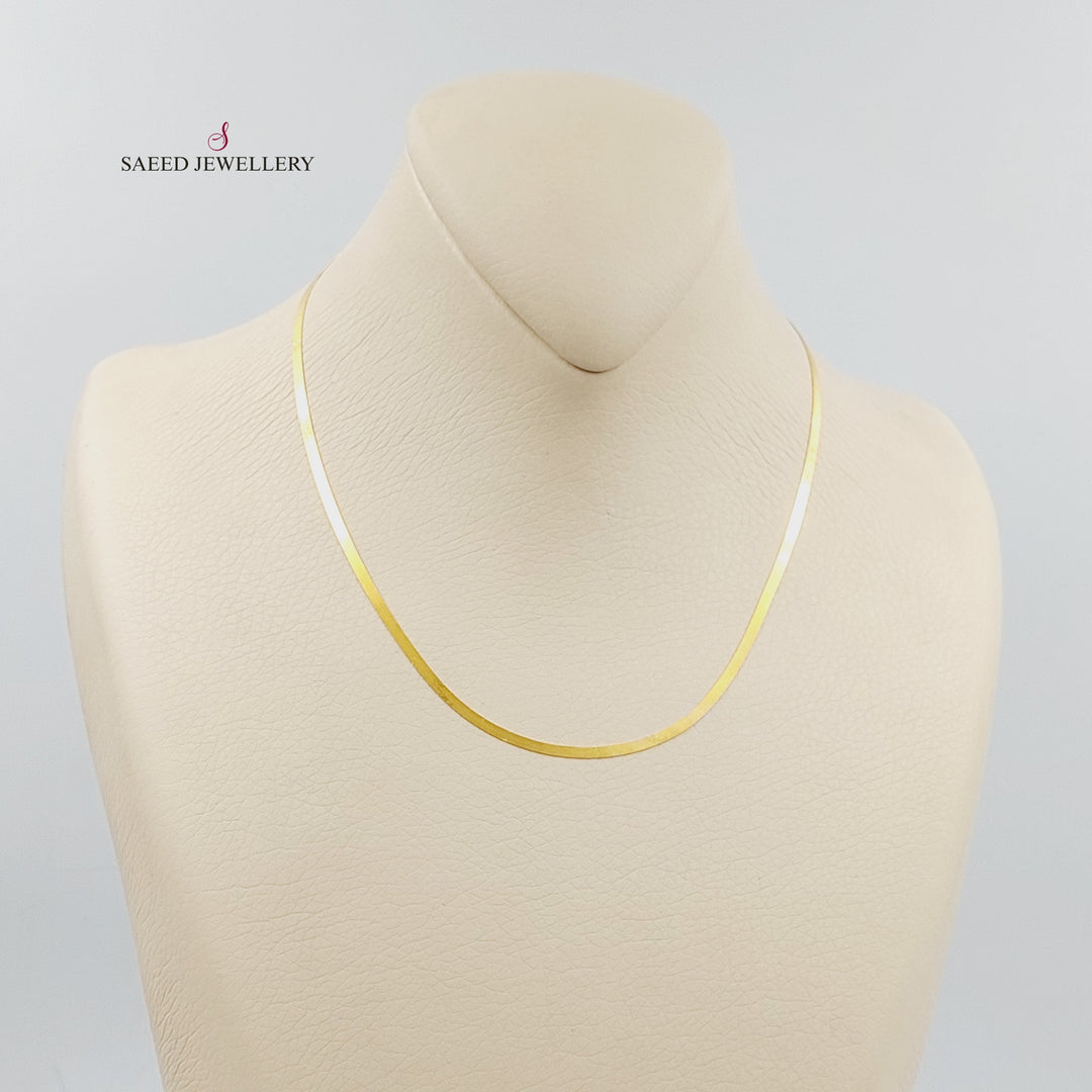 21K Gold 2.5mm Flat Chain by Saeed Jewelry - Image 4