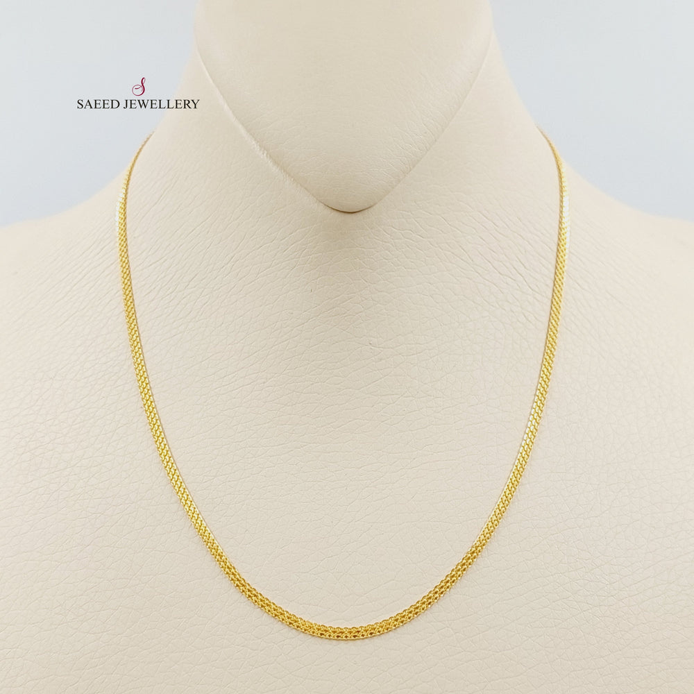 21K Gold 2mm Flat Chain by Saeed Jewelry - Image 2