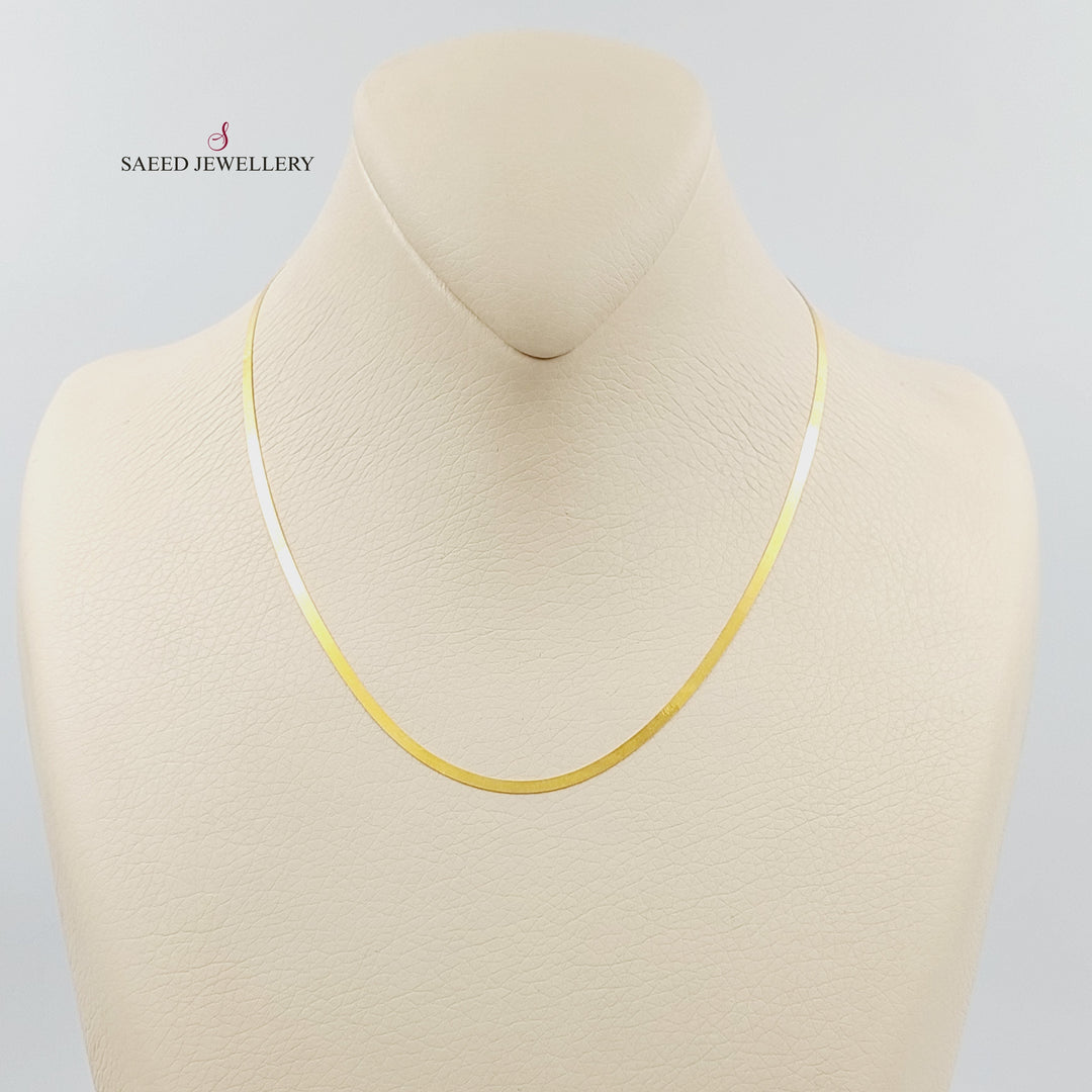 21K Gold 2.5mm Flat Chain by Saeed Jewelry - Image 2