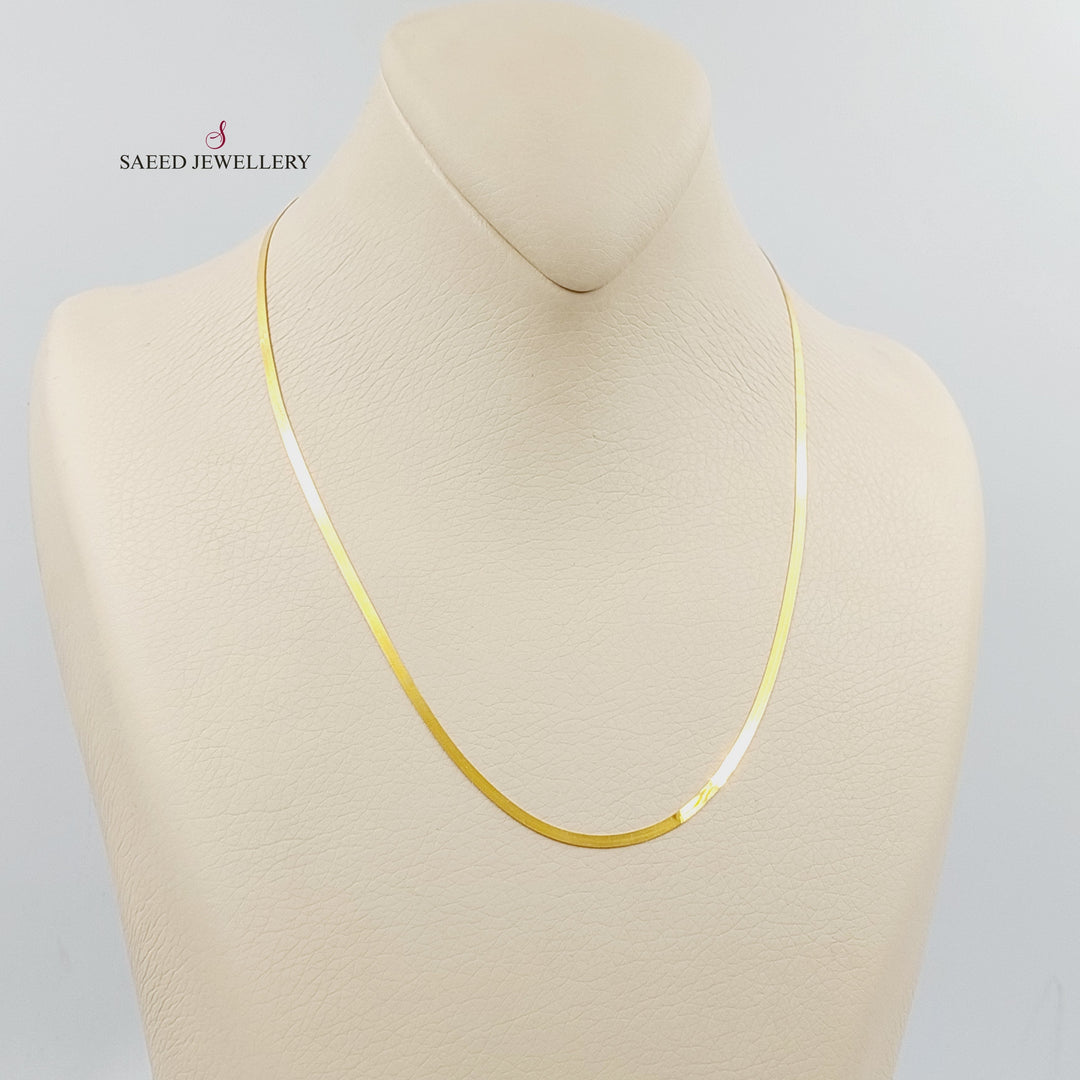 21K Gold 2.5mm Flat Chain by Saeed Jewelry - Image 10