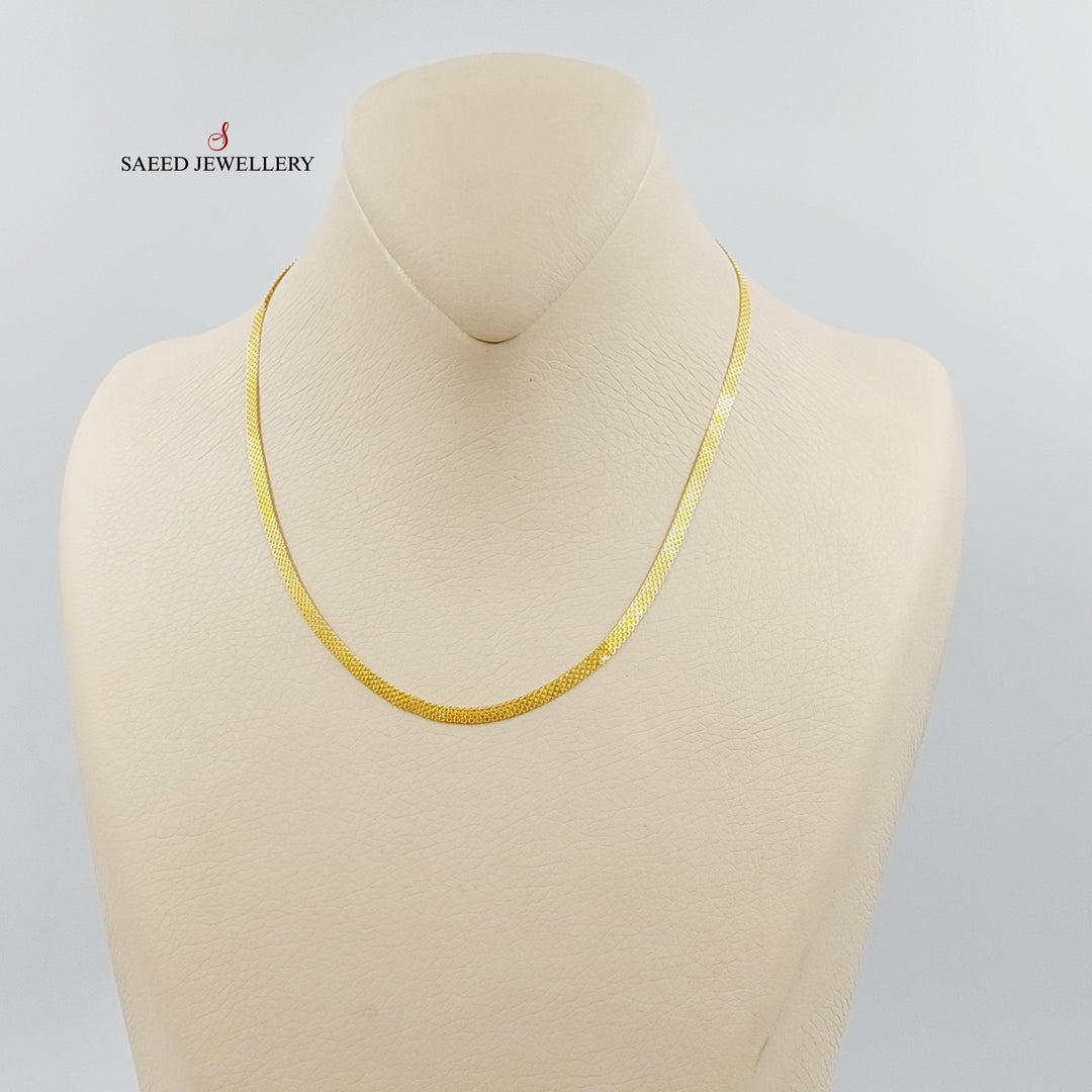 21K Gold 3.5mm Flat Chain 40cm | 15.7" by Saeed Jewelry - Image 1