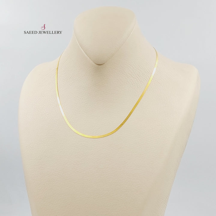 21K Gold 2.5mm Flat Chain by Saeed Jewelry - Image 3