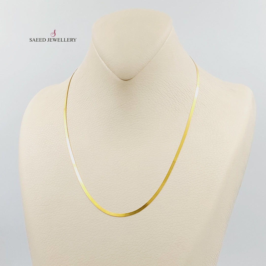 21K Gold 2.5mm Flat Chain by Saeed Jewelry - Image 9