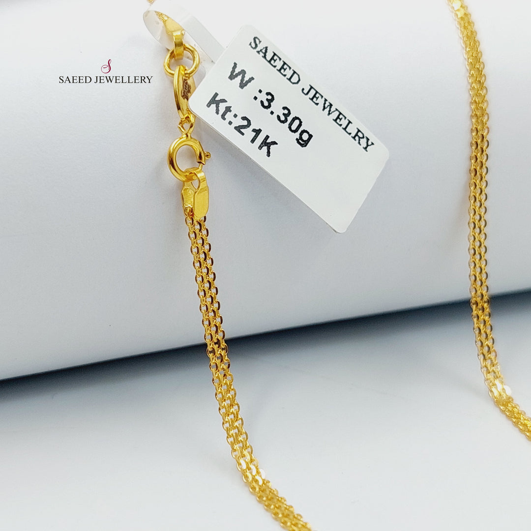 21K Gold 2mm Flat Chain by Saeed Jewelry - Image 5