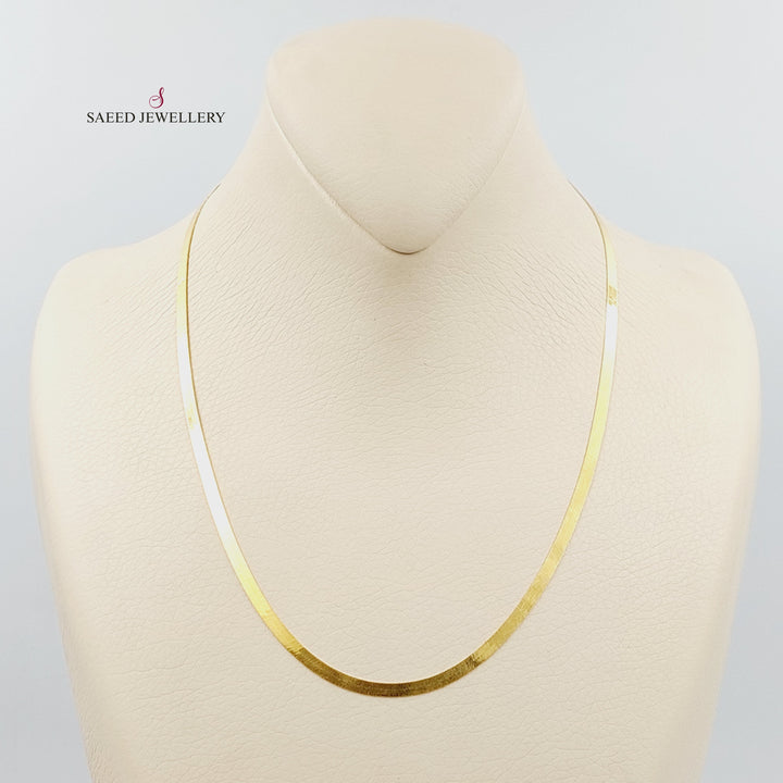 21K Gold 3mm Flat Chain by Saeed Jewelry - Image 1