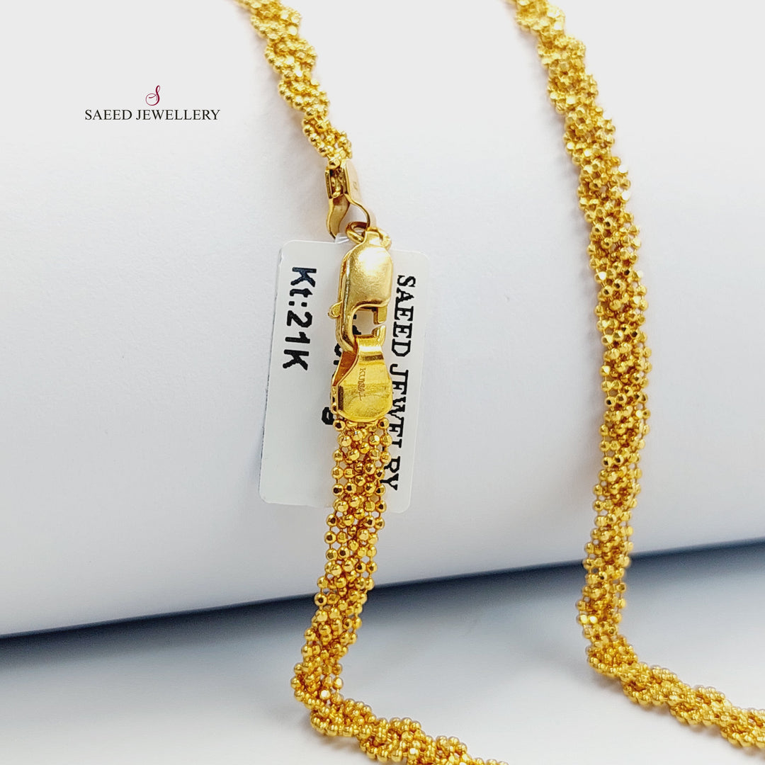 21K Gold Fancy Flat Necklace by Saeed Jewelry - Image 3