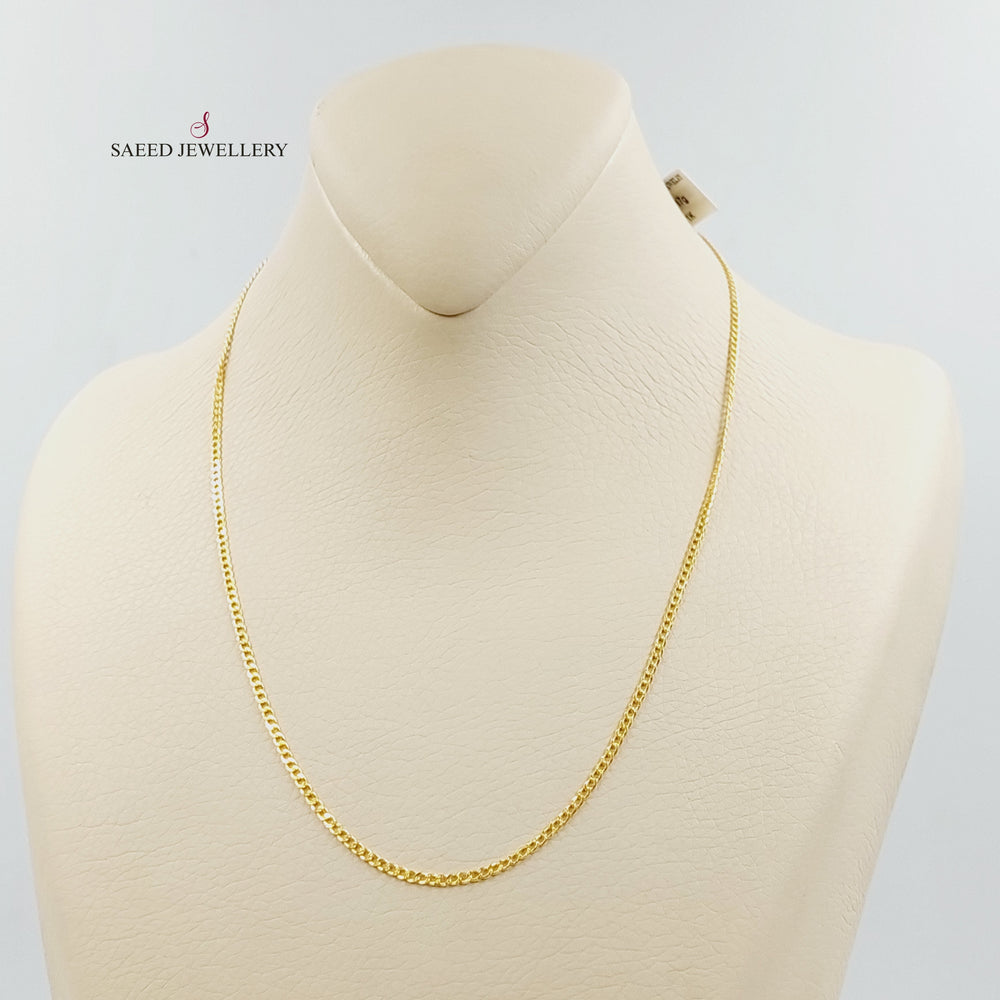 21K Gold 2mm Curb Chain 40cm | 15.7" by Saeed Jewelry - Image 2