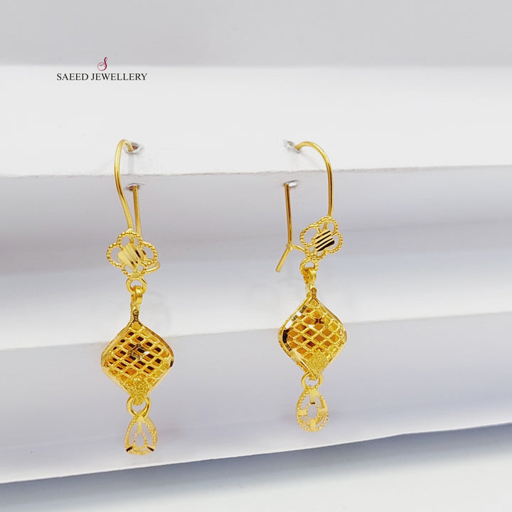 21K Gold Bahraini Earrings by Saeed Jewelry - Image 3