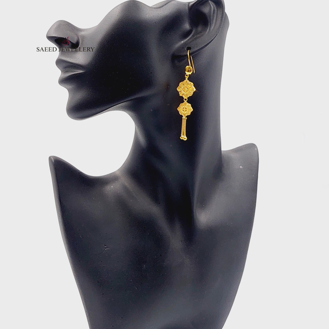 21K Gold Bahraini Earrings by Saeed Jewelry - Image 4